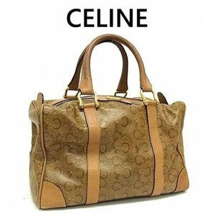 CELINE セリーヌ Cサルキー PVC×レザーハンドバッグ ライトブラウン系 4103