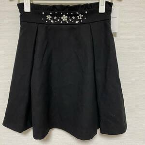 allamanda(アラマンダ) ウエスト装飾ウールミニフレア／スカート★新品　ブラック