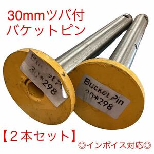 【２本セット】●送料無料●ピン径30mm バケットピン つばあり 全長298mm　焼入れ　ニップル付　ユンボ　建設機械　オートエース建機