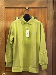 日本製 レディースポロシャツ 40サイズ 黄緑色 老舗ブランド 綿100％ 長袖 ポロシャツ スポーツ 婦人 襟 新品未使用品 送料無料 前ボタン