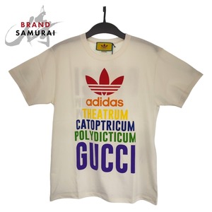 新品未使用 GUCCI グッチ GUCCI × adidas サイズXS ホワイト マルチカラー コットン 717422XJEXJ9095 ロゴプリント 男女兼用 405487 新品