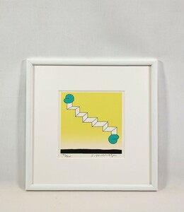 真作 元永定正 1982年シルクスクリーン「うえしたのぐりん」画寸 15cm×15cm 三重県出身 前衛美術作家 読むだけで楽しくなるタイトル 7393