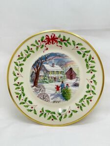 KT0119 LENOX/レノックス ヴィンテージ 飾り皿 THE ANNUAL HOLIDAY コレクタープレート 2000 クリスマス 金彩 直径27cm 未使用