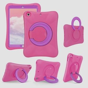 送料無料★NLR キッズEVAケース iPad用 多方向ステー付き 10.2インチ (ピンク + 紫)