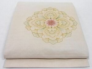 平和屋-こころ店■中国三大刺繍　相良刺繍　総刺繍　袋帯　舞花文　金銀糸　正絹　逸品　AAAE0736Aaz