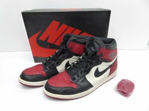 Nike Air Jordan 1 Retro High OG Bred Toe 555088-610 29.5cm 靴 スニーカー △WT2723