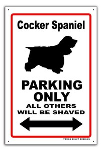 雑貨【Cocker Spaniel Dog/コッカー・スパニエル】ドッグパーキング/ガレージサイン/メタルプレート/ブリキ看板/Tin Sign-93