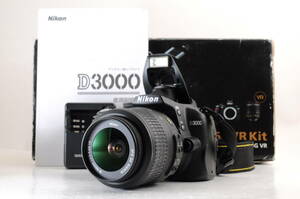 シャッター回数 732回 動作品 ニコン Nikon D3000 レンズ AF-S DX NIKKOR 18-55mm f3.5-5.6 G VR デジタル一眼カメラ 充電器付 管100GG3017