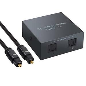 LiNKFOR SPDIF/TosLink 光デジタル 分配器 1入力2出力 LPCM2.0 DTS Dolby-AC3に対応 合金外殻 USB