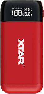 レッド XTAR PB2SL 最大2AX2 急速USB充電器 Li-ion充電池専用 QC3.0＋PD3.0 3.6V 3.7V 