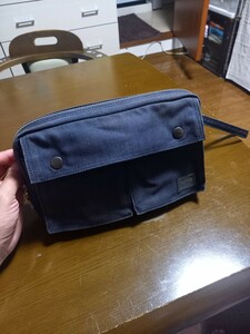 【中古】　PORTER　ポーター　スモーキー　吉田カバン　クラッチバッグ　ハンドバッグ　ネイビー　日本製　セカンドバッグ