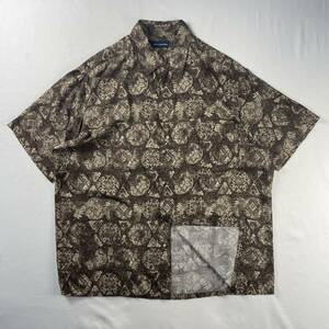 US Vintage 90s JOHN ASHFORD レーヨン100% エスニック 民族 リーフ ボタニカル 総柄 デザインシャツ