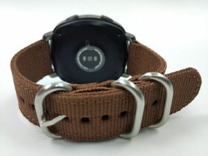 ナイロン製ミリタリーストラップ 交換用腕時計ベルト ブラウン 20mm