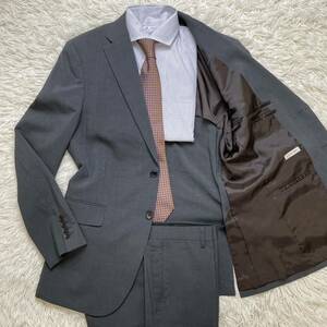 未使用級 LLサイズ Perfect Suit FActory スーツ セットアップ グレンチェック 背抜き 春夏 perfec tec グレー ビジネス メンズ 