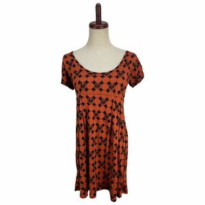 HYSTERIC GLAMOUR ヒステリックグラマー レディース　オレンジ　総柄　半袖 ワンピース ドレス