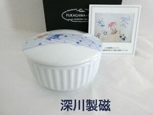 ★送料無料★【深川製磁】明治図案　AWASE　蓋物　新品　波千鳥