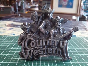 バックル　Ｃｏｕｎｔｒｙ　Ｗｅｓｔｅｒｎ　カントリーウエスタン　ギター　４人組　ヴィンテージ　ベルト　非鉄　真鍮　ブラス