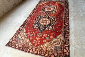 ￥75,000→￥39,000 スペシャル価格 277×145cm 手織り 絨毯 カーペット ヴィンテージ ラグ ペルシャ絨毯