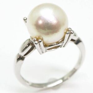 大珠!!＊MIKIMOTO(ミキモト)K14WGアコヤ本真珠リング＊m 約3.8g 約8.5号 約9.0mm珠 pearl ring 指輪 jewelry EA9/EB0