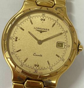 1円〜 I LONGINES ロンジン コンクエスト 4020 ゴールド文字盤 メンズ クォーツ デイト アンティーク 時計 A2275