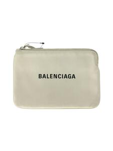 BALENCIAGA◆クラッチバッグ/レザー/WHT/無地