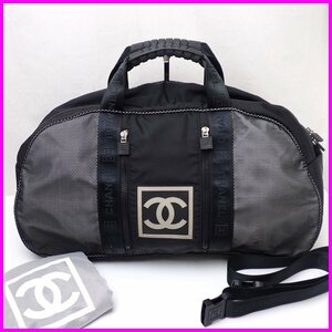 ★CHANEL/シャネル スポーツライン メッシュボストンバッグ/ブラック/旅行鞄/ショルダーベルト・保管袋付き&1556500071