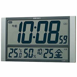 セイコー クロック 掛け時計 オフィスタイプ 電波 デジタル カレンダー 温度 湿度 表示 セイコーネクスタイム 銀色メタリック 本体サイズ: