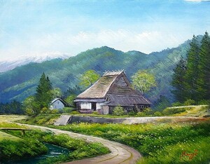 油彩画 洋画 (油絵額縁付きで納品対応可) M3号 「京都周山街道」 辻 京子