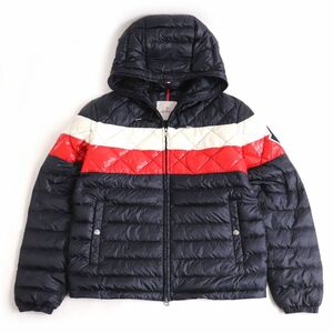 美品□18-19AW MONCLER/モンクレール GAUDIN GIUBBOTTO デカロゴワッペン フーデッド WZIP ダウンジャケット トリコロール 2 正規品 メンズ