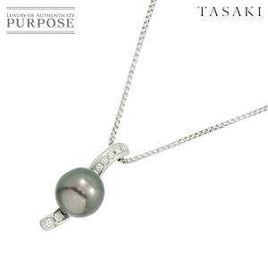 タサキ TASAKI 黒蝶真珠 11.2mm ダイヤ 0.15ct ネックレス 45cm K18 WG ホワイトゴールド 750 パール 田崎真珠 Pearl Necklace 90208603