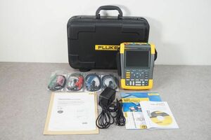 [NZ][E4052612] FLUKE フルーク 190-204 SCOPEMETER スコープメーター 4ch 200MHz 2.5GS/s マニュアル、専用ケーブル、元ケース等付き