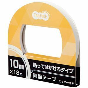 【新品】（まとめ）TANOSEE 両面テープ 貼ってはがせるタイプ カッター付 10mm×18m 1セット（10巻） 【×3セット】