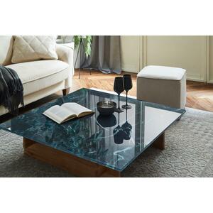 センターテーブル リビングテーブル テーブル 正方形 強化ガラス天板 天然杢脚 北欧 モダン シンプル おしゃれ ブラック 黒
