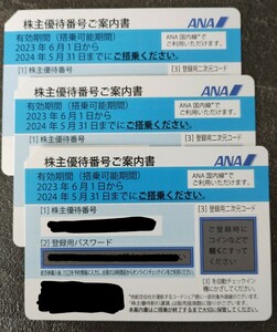 ANA/全日空株主優待3枚セット(有効期間：〜2024/05/31)