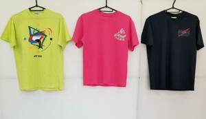YONEX・X-TEAMSPORTS・Signal　ヨネックス・エックスチームスポーツ・シグナル　半袖Tシャツ×3　黄緑・ピンク・紺　Sサイズ　男女兼用　01