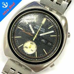 ◆セイコー SEIKO◆5スポーツ スピードタイマー 6139-8002 自動巻き 腕時計 メンズ ウォッチ 黒文字盤 SS デイデイト クロノグラフ 不動品