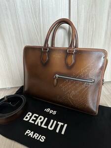 定価64,9万 Berluti Un Jour Scritto Leather Briefcase ベルルッティ アンジュール ブリーフケース ブラウンパティーヌ 最新型モデル