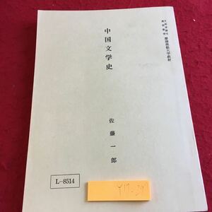 Y17-297 中国文学史 佐藤一郎 慶應義塾大学教材 昭和60年初版発行 特質 言志派 載道派 達意主義 修辞主義 時代区分 日本との関係 など