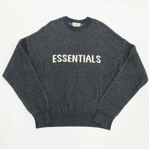 美品 ESSENTIALS エッセンシャルズ FEAR OF GOD FOG フロントロゴ ニット セーター 海外サイズ:S 黒 ダークグレー 05-0317☆