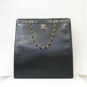 CHANEL シャネル キャビアスキン チェーントートバッグ レザー ゴールド金具 ヴィンテージ