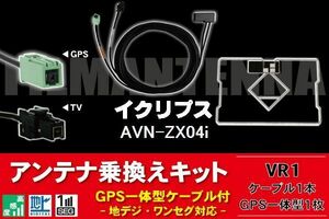 GPS一体型アンテナ & アンテナケーブル & GPSフィルムアンテナ セット イクリプス ECLIPSE 用 AVN-ZX04i 用 VR1 コネクター 地デジ