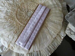 Grace アンティーク フランス 1900年前後 ピンクがかった薄紫色の シルクの リボン　幅1cm×約18メートル ドールの装飾などにも