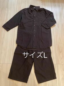 ＊茶色の細かいドット柄の七分袖とハーフ丈ズボンのパジャマ：サイズL＊