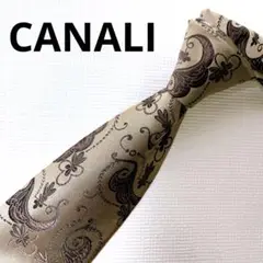 CANALI カナーリ　ボタニカル柄　ブラック　光沢　ネクタイ