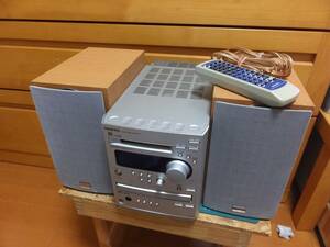 【動作品・美品】(ピックアップ・ベルト新品)ONKYO FR-N3X CDMDチューナーアンプ スピーカー リモコン付き