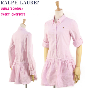 新品 アウトレット 19483 ガールズ 12 ピンク ストライプ ワンピース ポロ ラルフ ローレン polo ralph lauren 