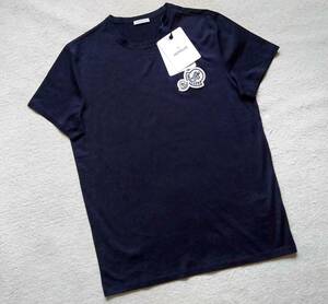 モンクレール MAGLIA 新品 ダークネイビー系2連ロゴワッペン半袖Tシャツ L