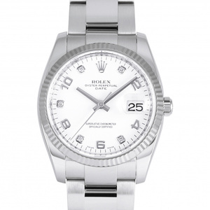 ロレックス ROLEX オイスターパーペチュアル デイト 115234G ホワイト文字盤 中古 腕時計 男女兼用