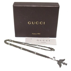 美品★グッチ インターロッキングG バード ネックレス フェイクパール 鳥 シルバー SV925 GUCCI★レア