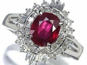 OV11463T【1円～】新品仕上【RK宝石】≪RUBY≫ 濃厚なルビーレッド!! 極上ルビー 大粒0.85ct! 極上ダイヤモンド Pt900 高級リング ダイヤ